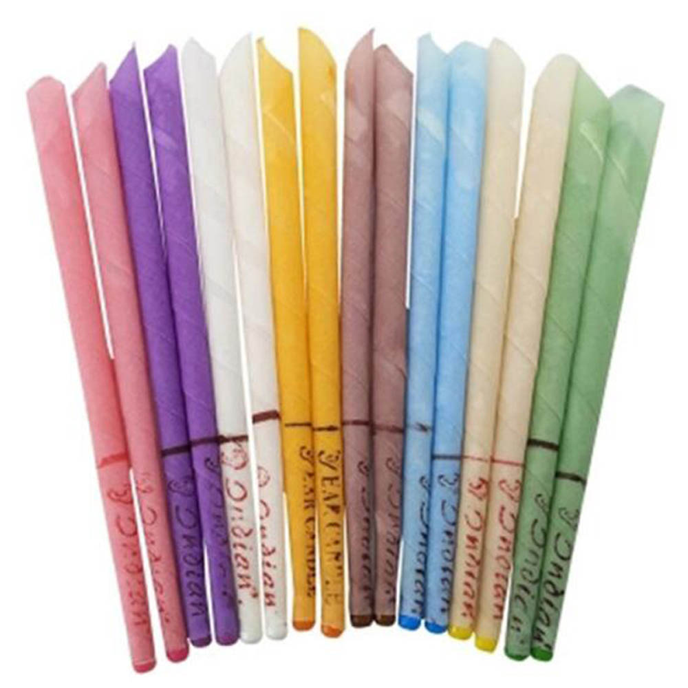 A fan of coloured ear candles